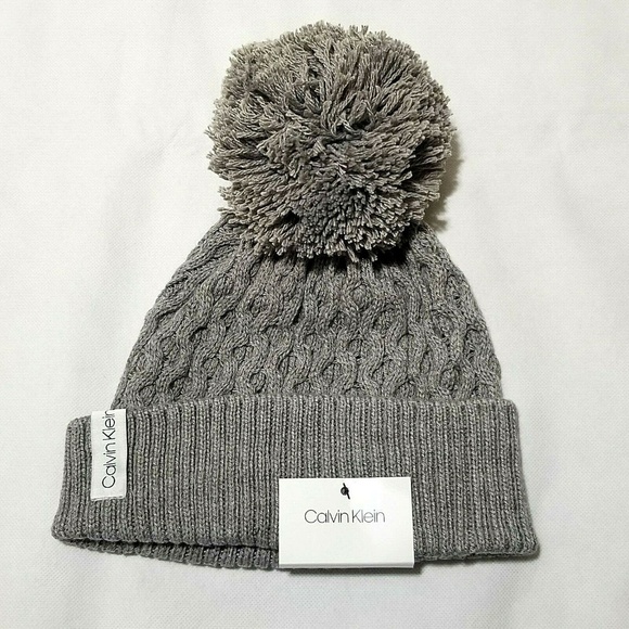 Calvin Klein Womens Winter Knit Beanie Hat Pom Pom - Picture 2 of 4